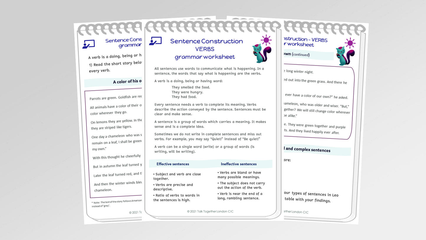 Sentence Construction and Verbs - Grammar