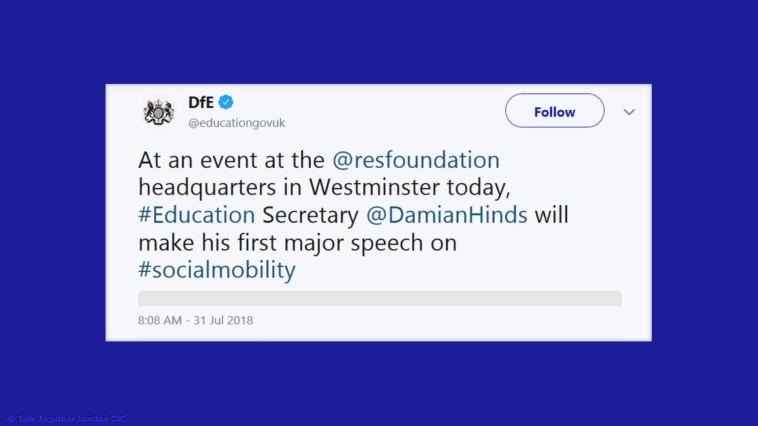 Talk, Play and Learn: Recommendations of an Outgoing Education Secretary