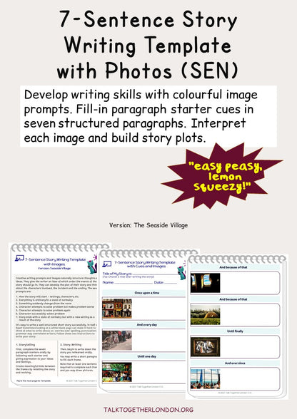 TTLCIC - 7-Sentence Story Writing Template with Photos (SEN) - Seaside Village